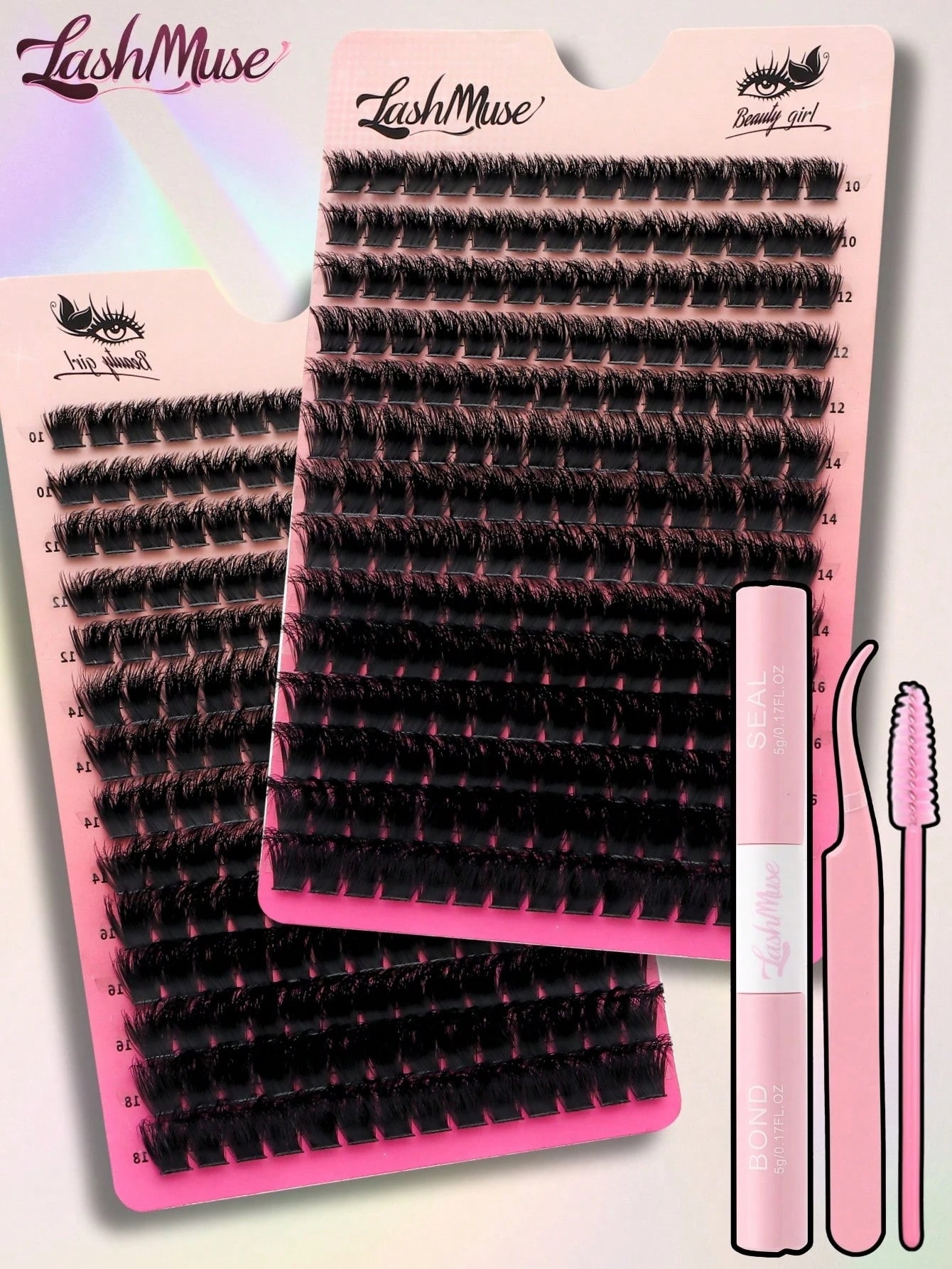 392PCS 0.39-0.71inch Mixed Size D-Curl Design 200D Russian Curl False Eyelashes Natural Soft Fluffy Cluster Fake Lashes, Fake Lashes Beauty & Health, Includes Lash Glue, Lash Tweezers, For Daily Wear