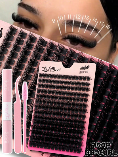 392PCS 0.39-0.71inch Mixed Size D-Curl Design 200D Russian Curl False Eyelashes Natural Soft Fluffy Cluster Fake Lashes, Fake Lashes Beauty & Health, Includes Lash Glue, Lash Tweezers, For Daily Wear