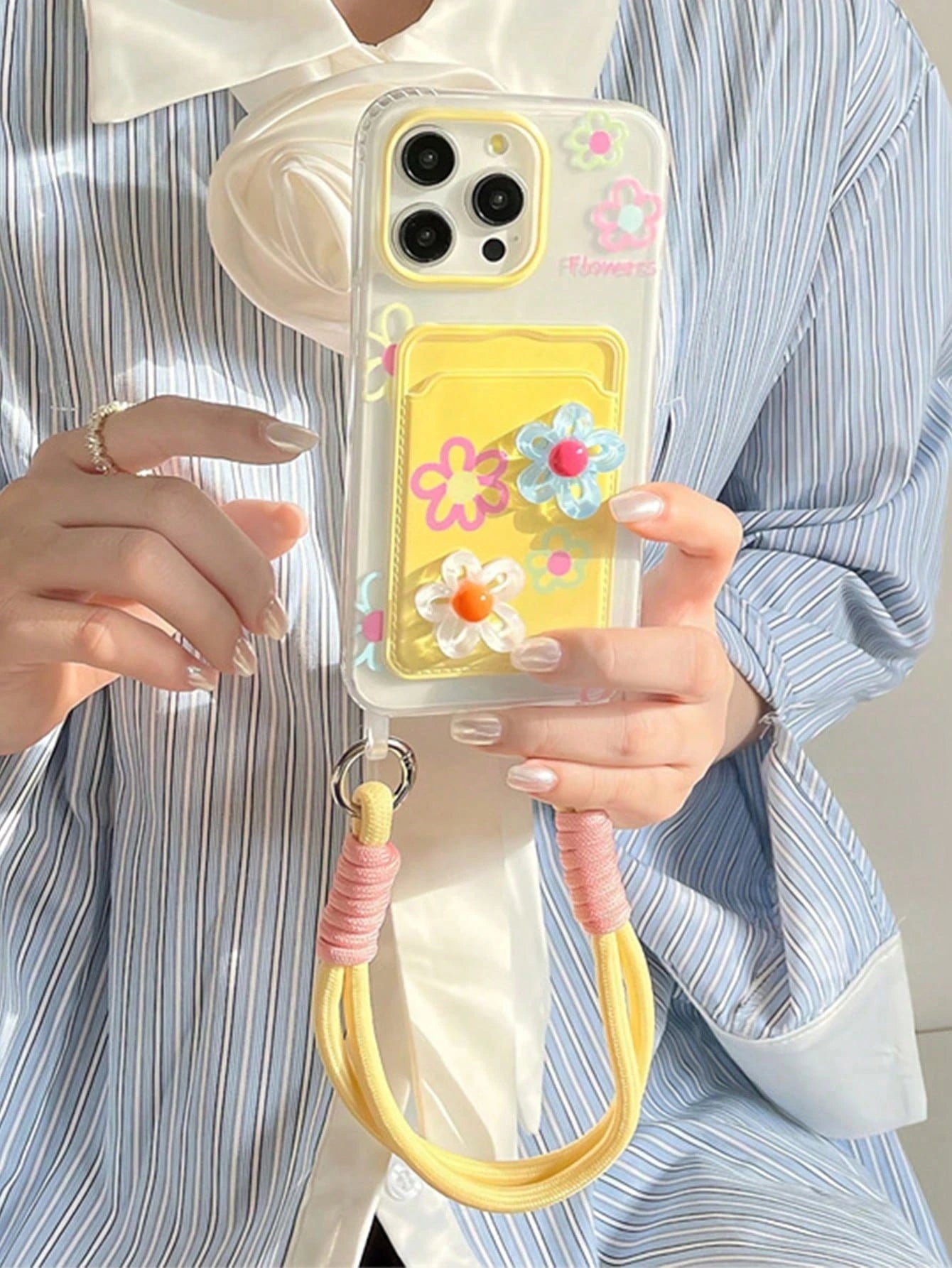 3D Floral Lanyard Card Holder Phone Case Compatible With IPhone 16 Pro Max/IPhone 15 Pro Max, New IPhone 11, IPhone 12, Creative Soft Protective Cover Compatible With IPhone 14 Pro/13, Suitable For Wo