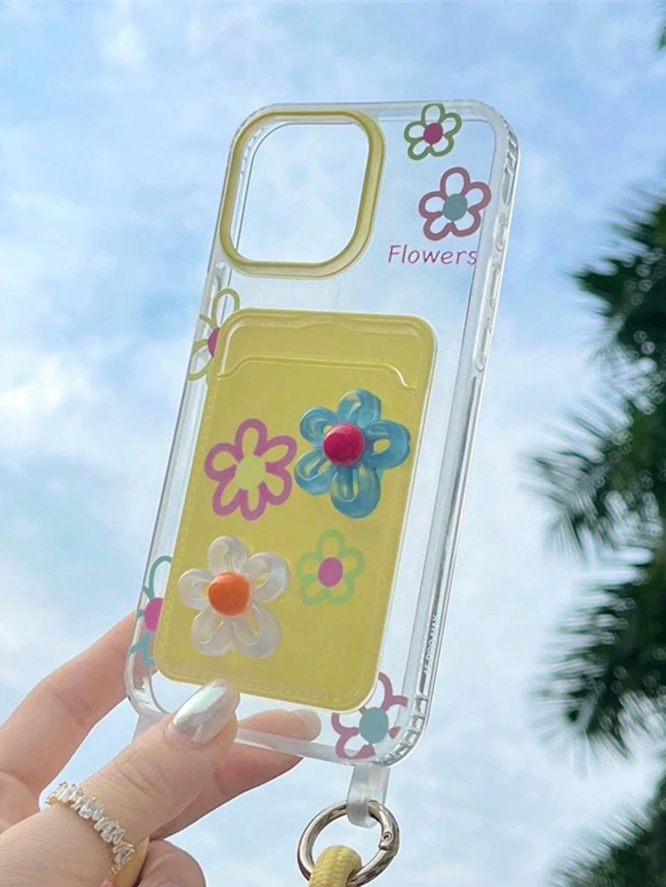 3D Floral Lanyard Card Holder Phone Case Compatible With IPhone 16 Pro Max/IPhone 15 Pro Max, New IPhone 11, IPhone 12, Creative Soft Protective Cover Compatible With IPhone 14 Pro/13, Suitable For Wo