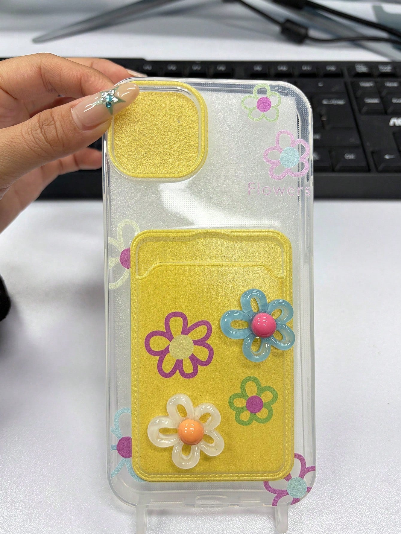 3D Floral Lanyard Card Holder Phone Case Compatible With IPhone 16 Pro Max/IPhone 15 Pro Max, New IPhone 11, IPhone 12, Creative Soft Protective Cover Compatible With IPhone 14 Pro/13, Suitable For Wo