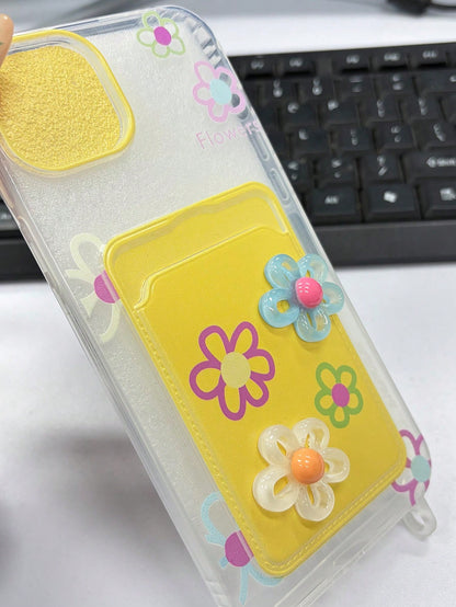3D Floral Lanyard Card Holder Phone Case Compatible With IPhone 16 Pro Max/IPhone 15 Pro Max, New IPhone 11, IPhone 12, Creative Soft Protective Cover Compatible With IPhone 14 Pro/13, Suitable For Wo