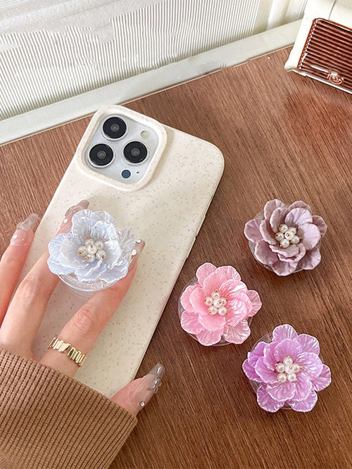 3D Flower Phone Grip Stand, Compact Fresh Korean Style Expandable Desktop Air Cushion Holder, Suitable For IPhone & Android Phones, Birthday Gift, Friend Gift, Sliding Phone Holder, Phone Accessory