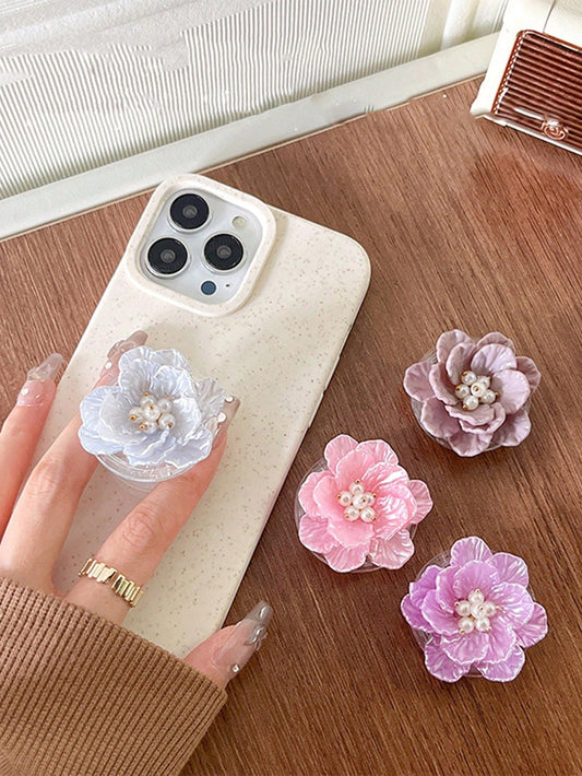 3D Flower Phone Grip Stand, Compact Fresh Korean Style Expandable Desktop Air Cushion Holder, Suitable For IPhone & Android Phones, Birthday Gift, Friend Gift, Sliding Phone Holder, Phone Accessory