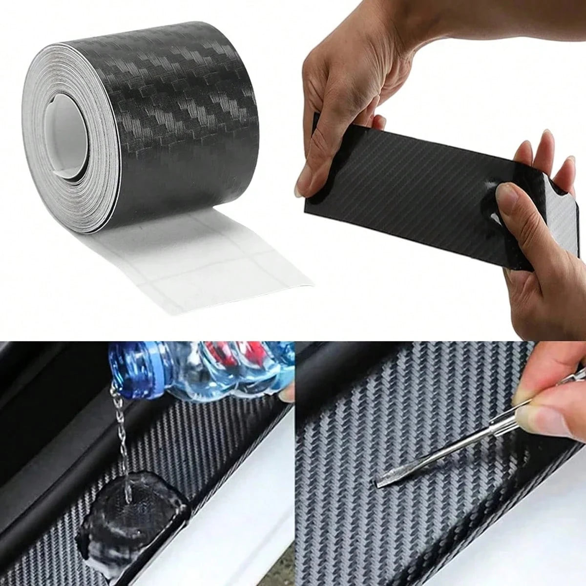3D Nano Carbon Fiber Car Door Edge Protector Tape, Waterproof Decorative Adhesive Protective Film Tape