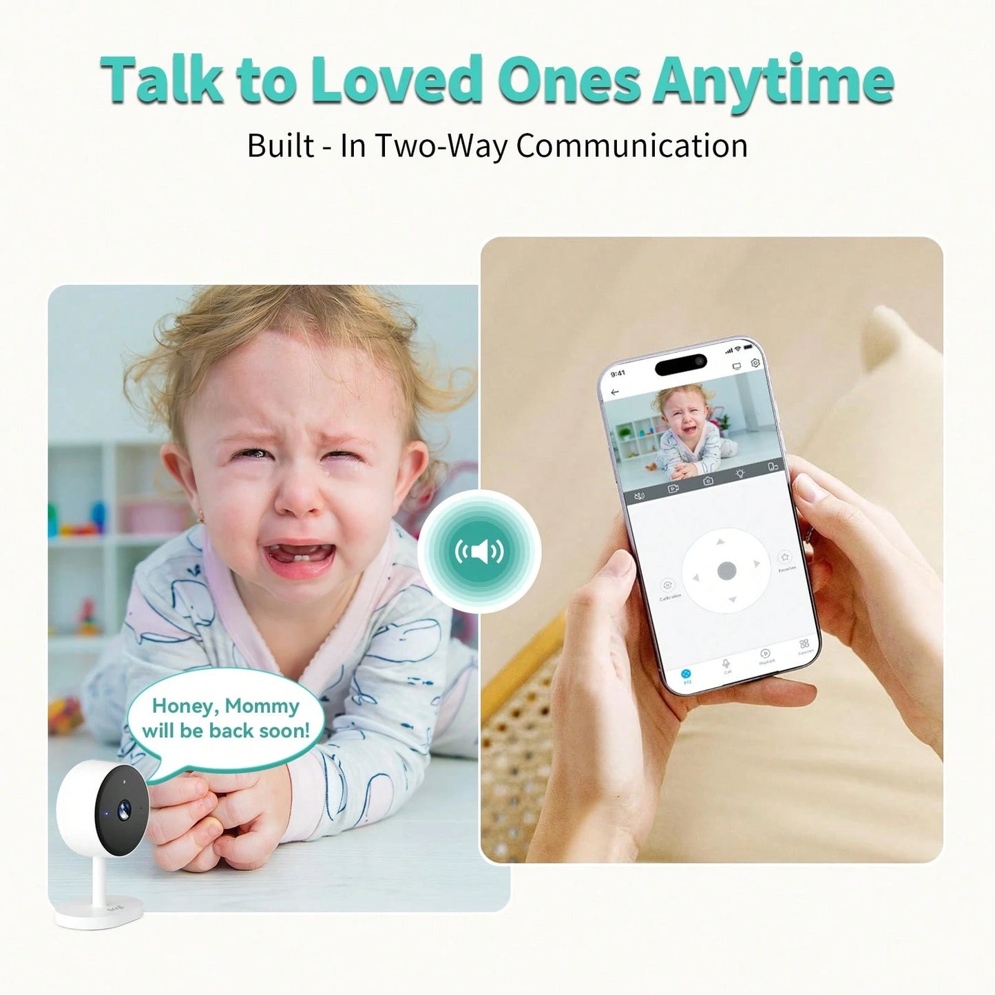 3MP HD Baby Sleep Monitor Monitoring Camera- Local Storage, Sound/Motion Detection, Bidirectional Audio, Night Vision, Information Reminder