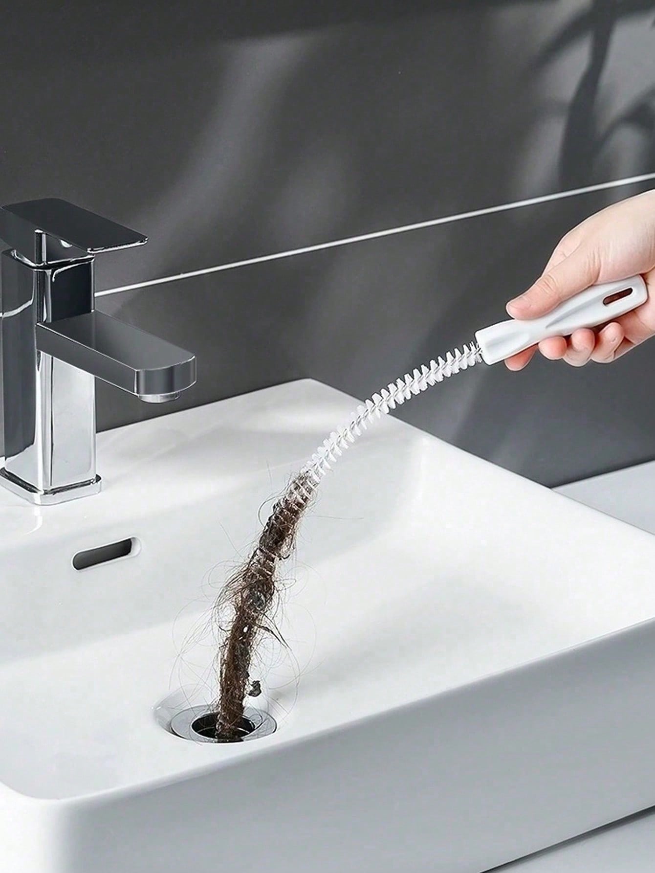 3pcs (45cm) Drain Cleaning Tool Set, Includes Flexible Drain Snake And Brush, Effectively Removes Hair Clogging From Sink, Shower, And Bathtub, Suitable For Kitchen And Bathroom Home Decor, Great For