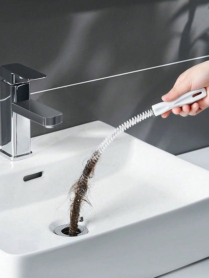 3pcs (45cm) Drain Cleaning Tool Set, Includes Flexible Drain Snake And Brush, Effectively Removes Hair Clogging From Sink, Shower, And Bathtub, Suitable For Kitchen And Bathroom Home Decor, Great For