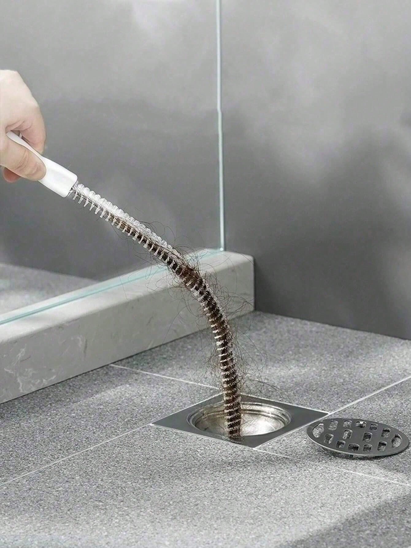 3pcs (45cm) Drain Cleaning Tool Set, Includes Flexible Drain Snake And Brush, Effectively Removes Hair Clogging From Sink, Shower, And Bathtub, Suitable For Kitchen And Bathroom Home Decor, Great For
