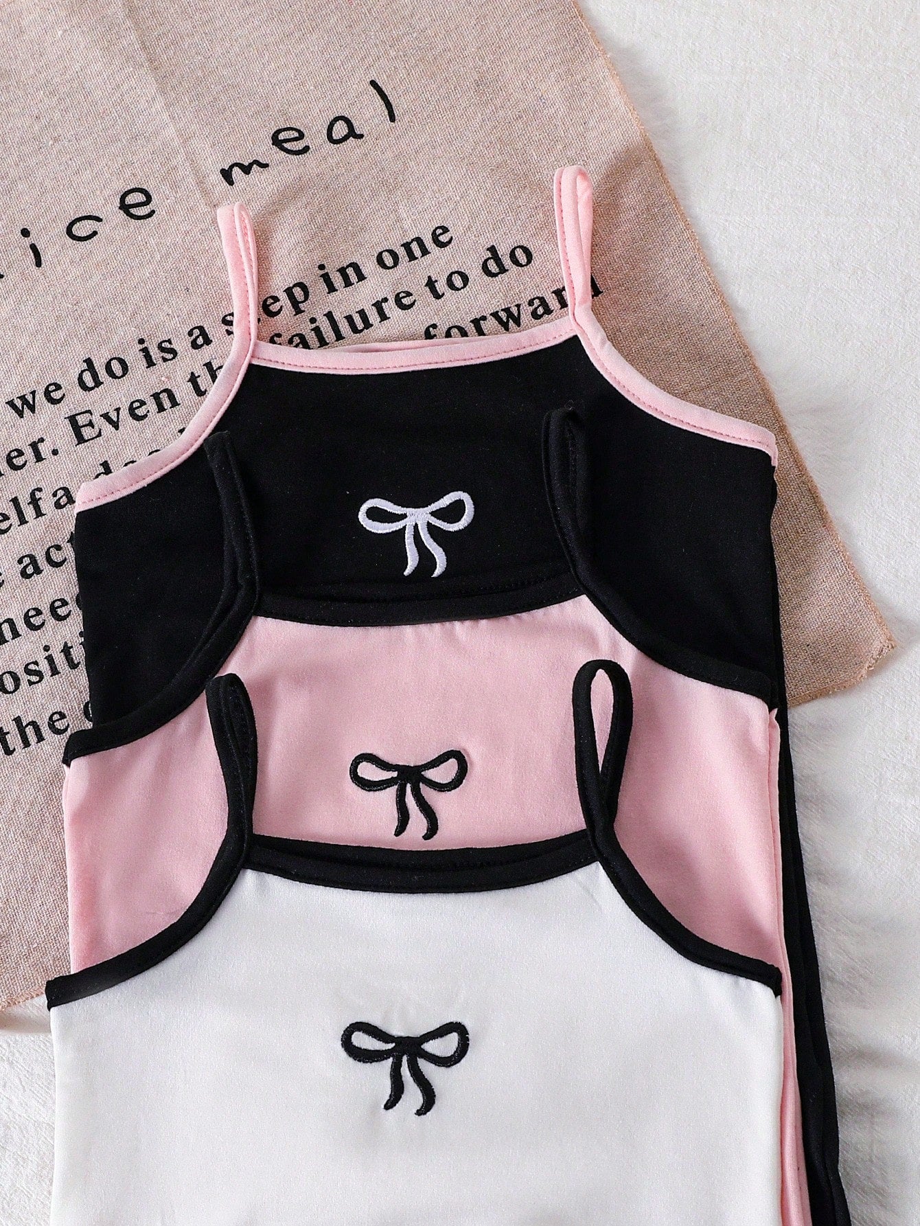 3pcs Baby Girls' Sweet Knit Camisole & Shorts Romper Set, Summer