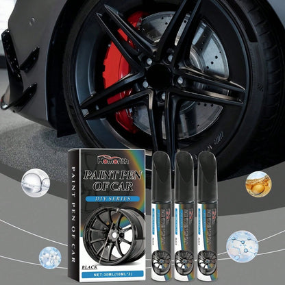 3pcs Black Car Wheel Scratch Repair Pen- Easy Touch-Up For Minor Scratches And Dents, Low Odor With Lemon Acid Formula