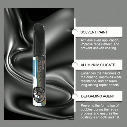 3pcs Black Car Wheel Scratch Repair Pen- Easy Touch-Up For Minor Scratches And Dents, Low Odor With Lemon Acid Formula