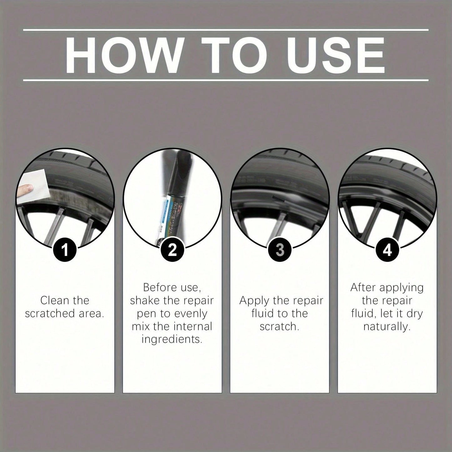 3pcs Black Car Wheel Scratch Repair Pen- Easy Touch-Up For Minor Scratches And Dents, Low Odor With Lemon Acid Formula