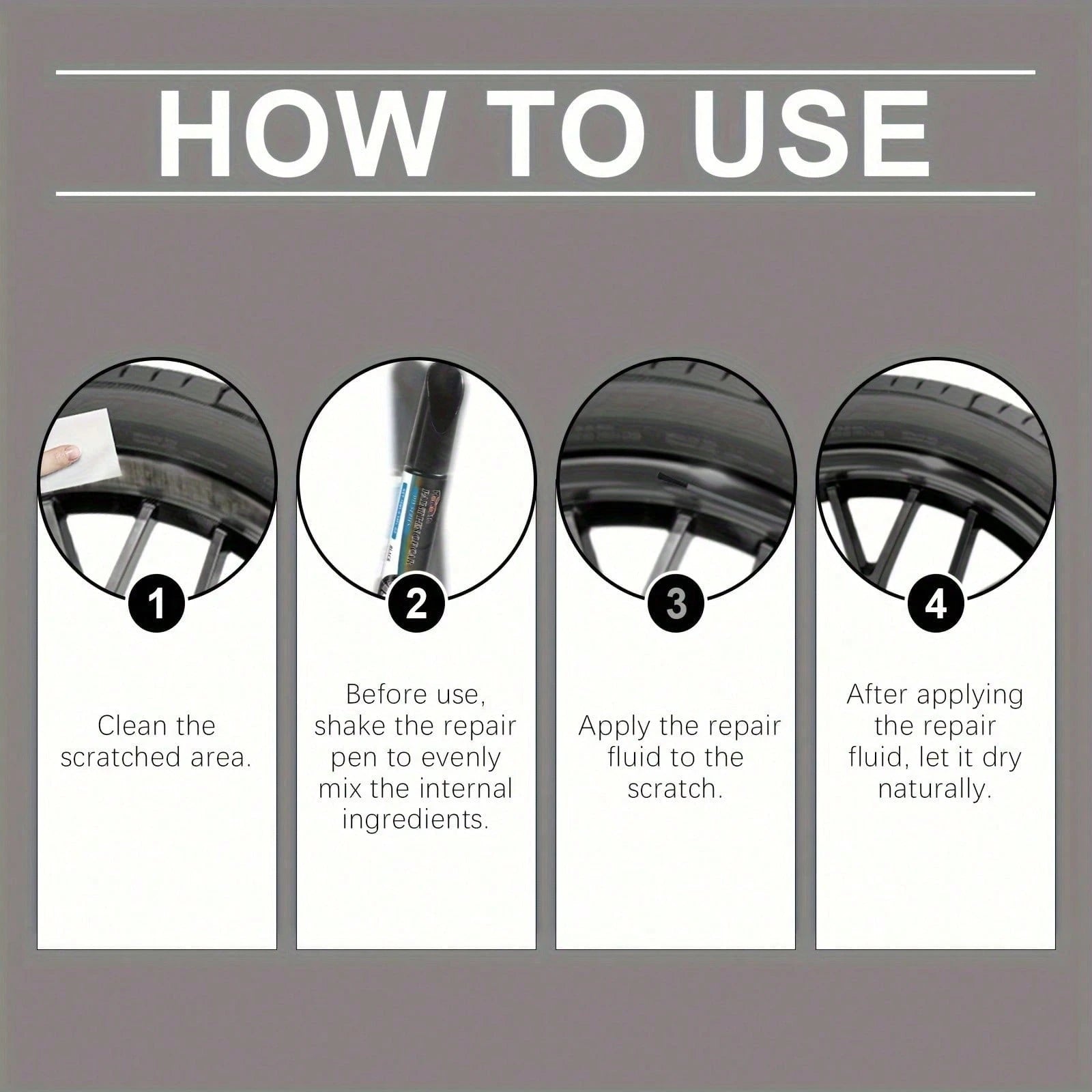 3pcs Black Car Wheel Scratch Repair Pen- Easy Touch-Up For Minor Scratches And Dents, Low Odor With Lemon Acid Formula