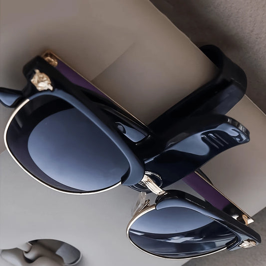 3pcs Car Sun Visor Glasses Clip- Durable Plastic Glasses Clip With Card Holder, Fashionable Glasses Storage For Driving Sun Visor Installation