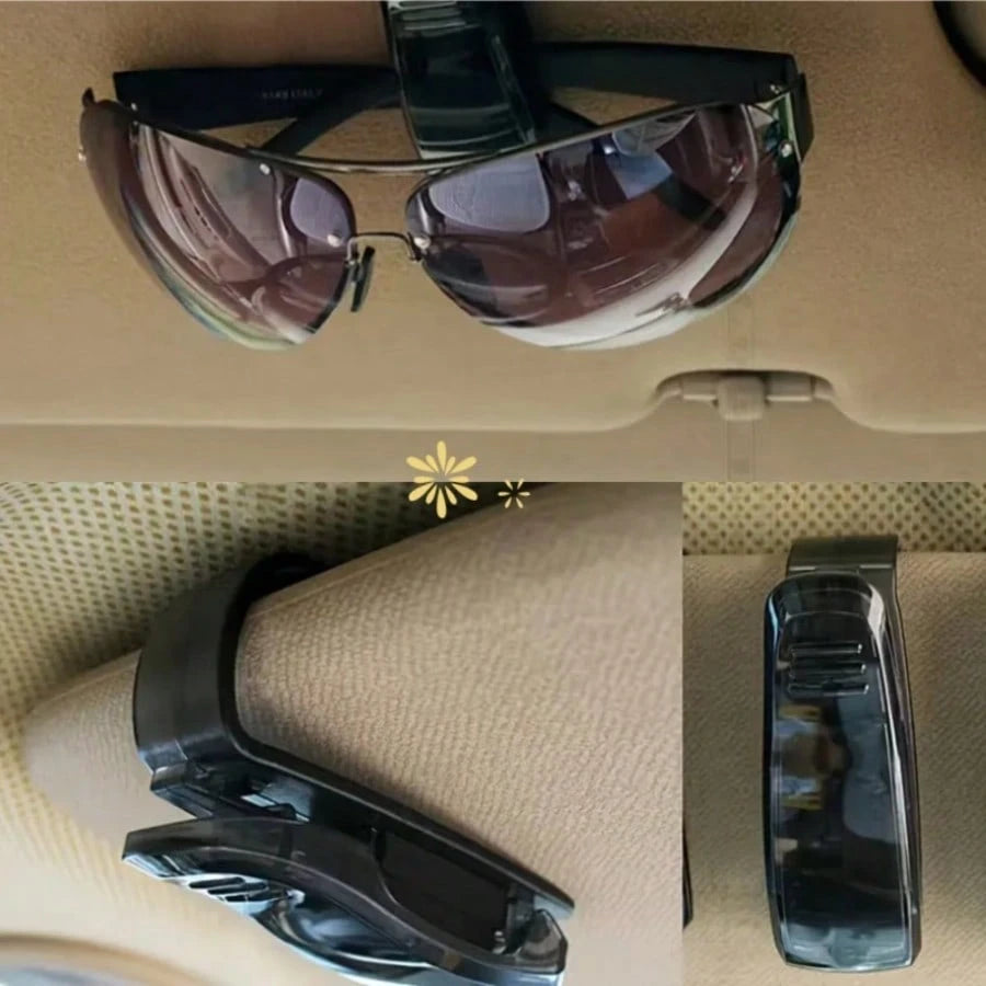 3pcs Car Sun Visor Glasses Clip- Durable Plastic Glasses Clip With Card Holder, Fashionable Glasses Storage For Driving Sun Visor Installation