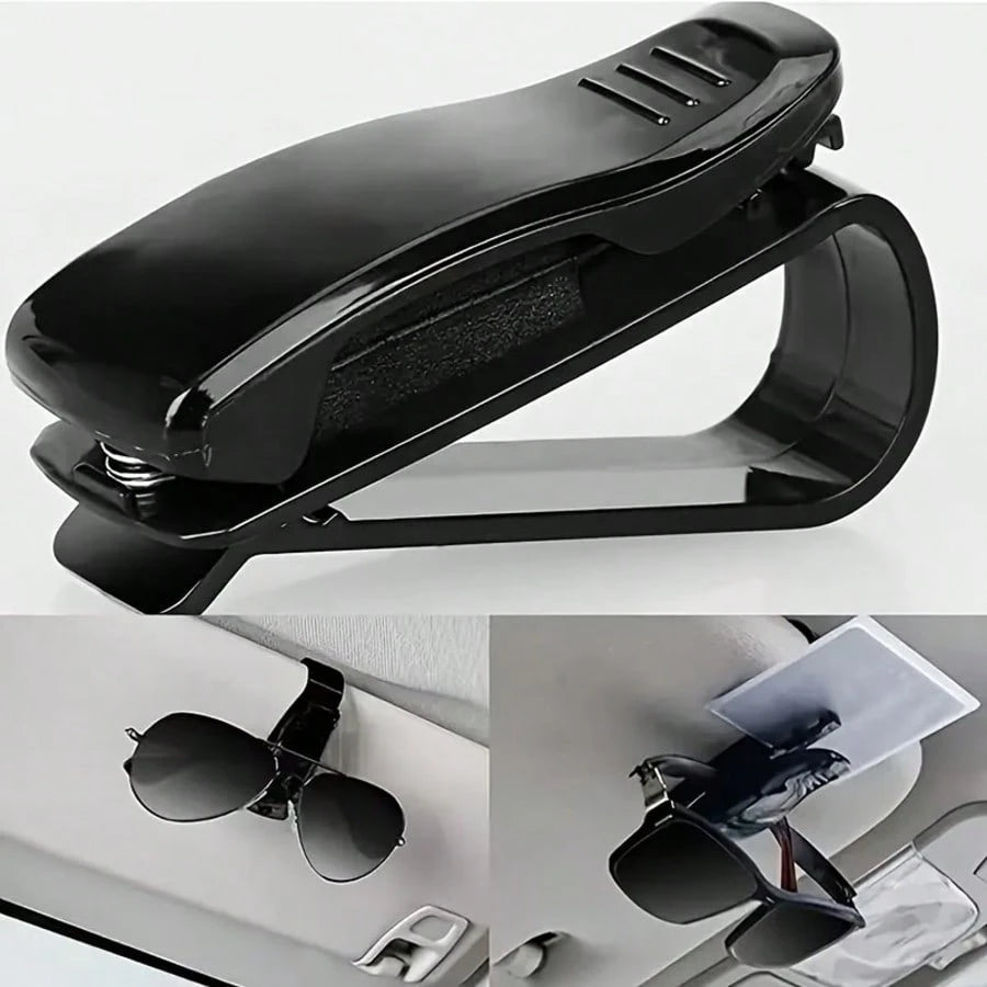 3pcs Car Sun Visor Glasses Clip- Durable Plastic Glasses Clip With Card Holder, Fashionable Glasses Storage For Driving Sun Visor Installation