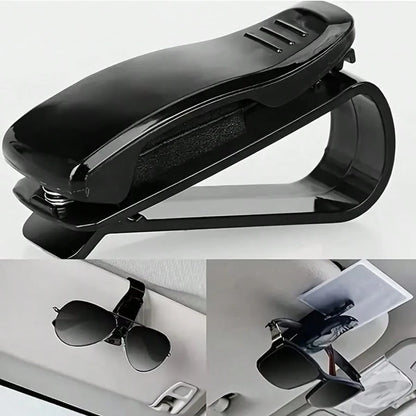 3pcs Car Sun Visor Glasses Clip- Durable Plastic Glasses Clip With Card Holder, Fashionable Glasses Storage For Driving Sun Visor Installation