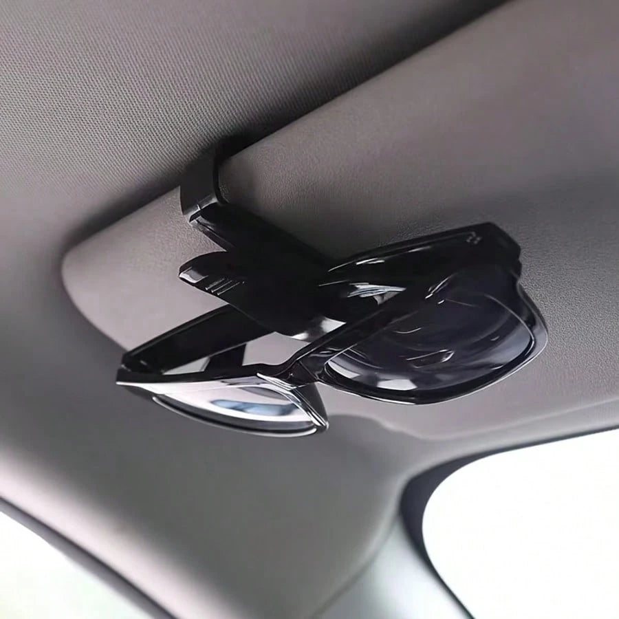 3pcs Car Sun Visor Glasses Clip- Durable Plastic Glasses Clip With Card Holder, Fashionable Glasses Storage For Driving Sun Visor Installation