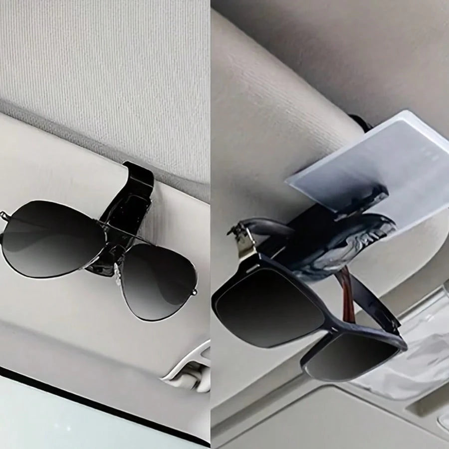 3pcs Car Sun Visor Glasses Clip- Durable Plastic Glasses Clip With Card Holder, Fashionable Glasses Storage For Driving Sun Visor Installation