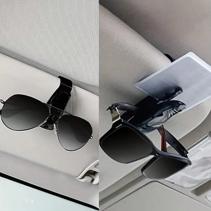 3pcs Car Sun Visor Glasses Clip- Durable Plastic Glasses Clip With Card Holder, Fashionable Glasses Storage For Driving Sun Visor Installation