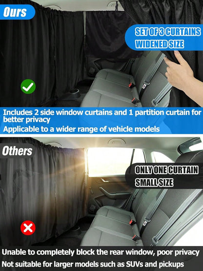 3PCS Car Window Shades Kit,Thickened Car Window Covers For Privacy And Maintaining Cool Auto Interior Temperature,Universal Cars Curtains For Windows