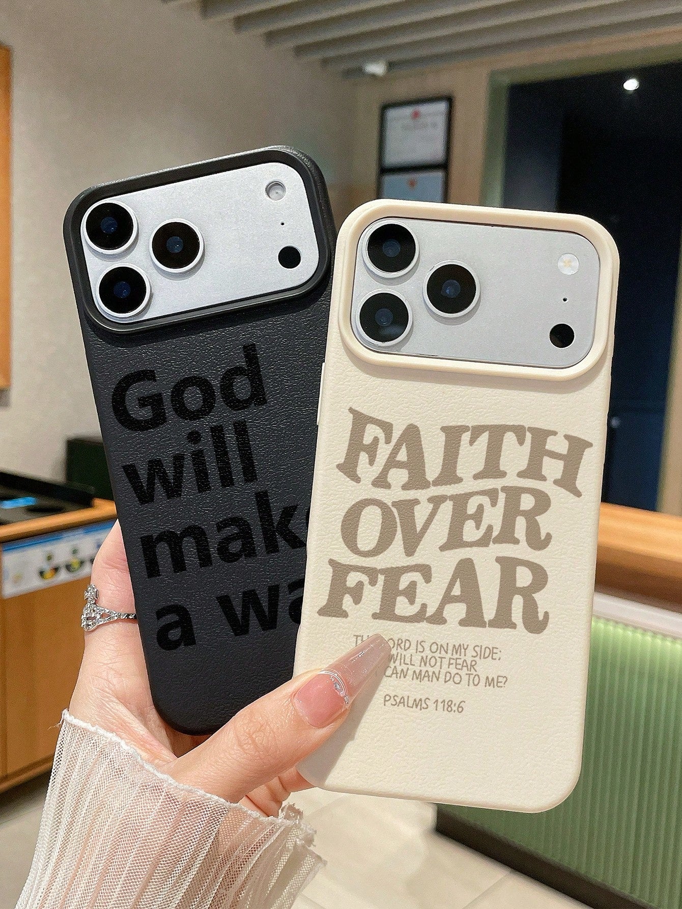 3pcs Christian Style Black/Beige/Pink Phone Cases Compatible With IPhone & Galaxy, Can Be Used As Gifts Or For Personal Use