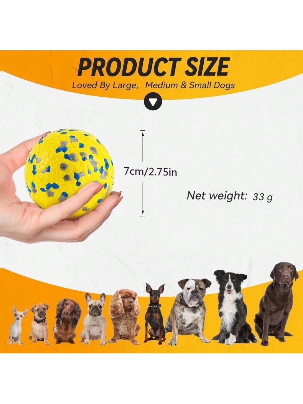 3pcs Dog Balls, Tennis Balls, Dog Toys, Suitable For Intense Chewing,Durable Teething Dog Toys, Floating Water Toys, Picking Balls, Suitable For Large&Medium Dogs