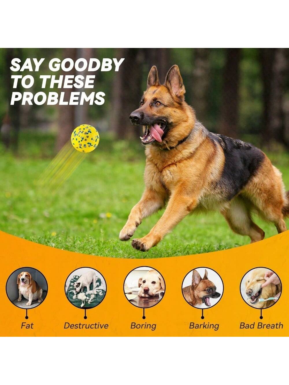 3pcs Dog Balls, Tennis Balls, Dog Toys, Suitable For Intense Chewing,Durable Teething Dog Toys, Floating Water Toys, Picking Balls, Suitable For Large&Medium Dogs