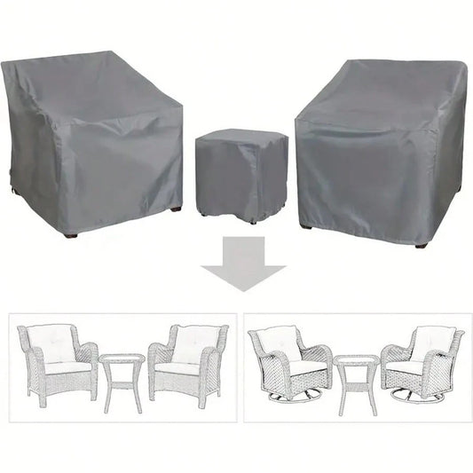3pcs Heavy-Duty Waterproof Outdoor Furniture Covers Set- All-Weather UV-Resistant-Saving Patio Sofa, Chair & Coffee Table With Drawstring Closure, Fits 2 Chairs & Coffee Table (Year-Round Use), Pati