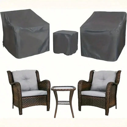 3pcs Heavy-Duty Waterproof Outdoor Furniture Covers Set- All-Weather UV-Resistant-Saving Patio Sofa, Chair & Coffee Table With Drawstring Closure, Fits 2 Chairs & Coffee Table (Year-Round Use), Pati