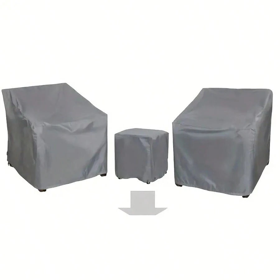 3pcs Heavy-Duty Waterproof Outdoor Furniture Covers Set- All-Weather UV-Resistant-Saving Patio Sofa, Chair & Coffee Table With Drawstring Closure, Fits 2 Chairs & Coffee Table (Year-Round Use), Pati