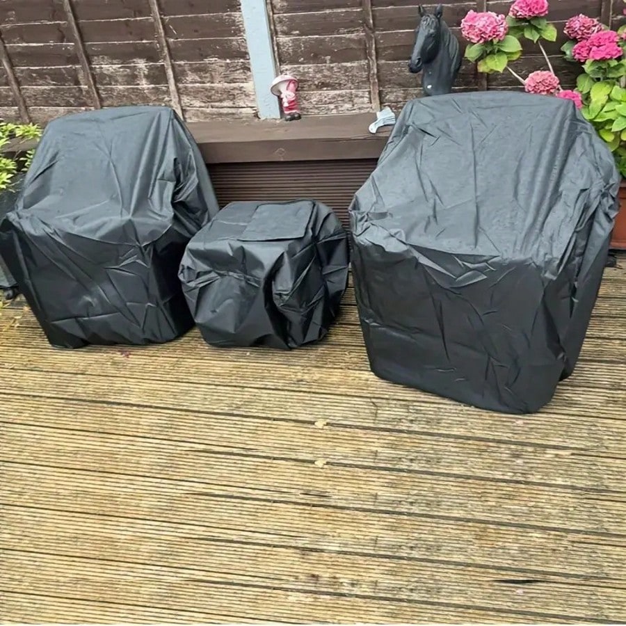 3pcs Heavy-Duty Waterproof Outdoor Furniture Covers Set- All-Weather UV-Resistant-Saving Patio Sofa, Chair & Coffee Table With Drawstring Closure, Fits 2 Chairs & Coffee Table (Year-Round Use), Pati