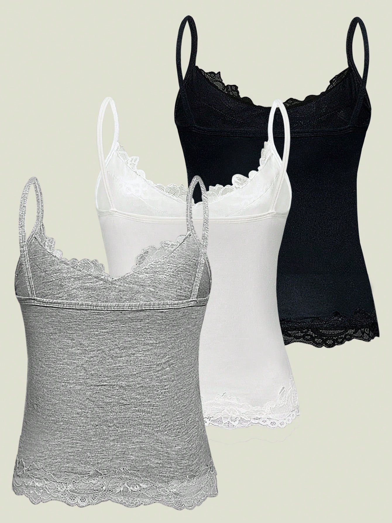 3pcs Lace Camisole Tops For Women, Versatile Lace Camisole Outerwear, Layering Underwear Tops For All Seasons