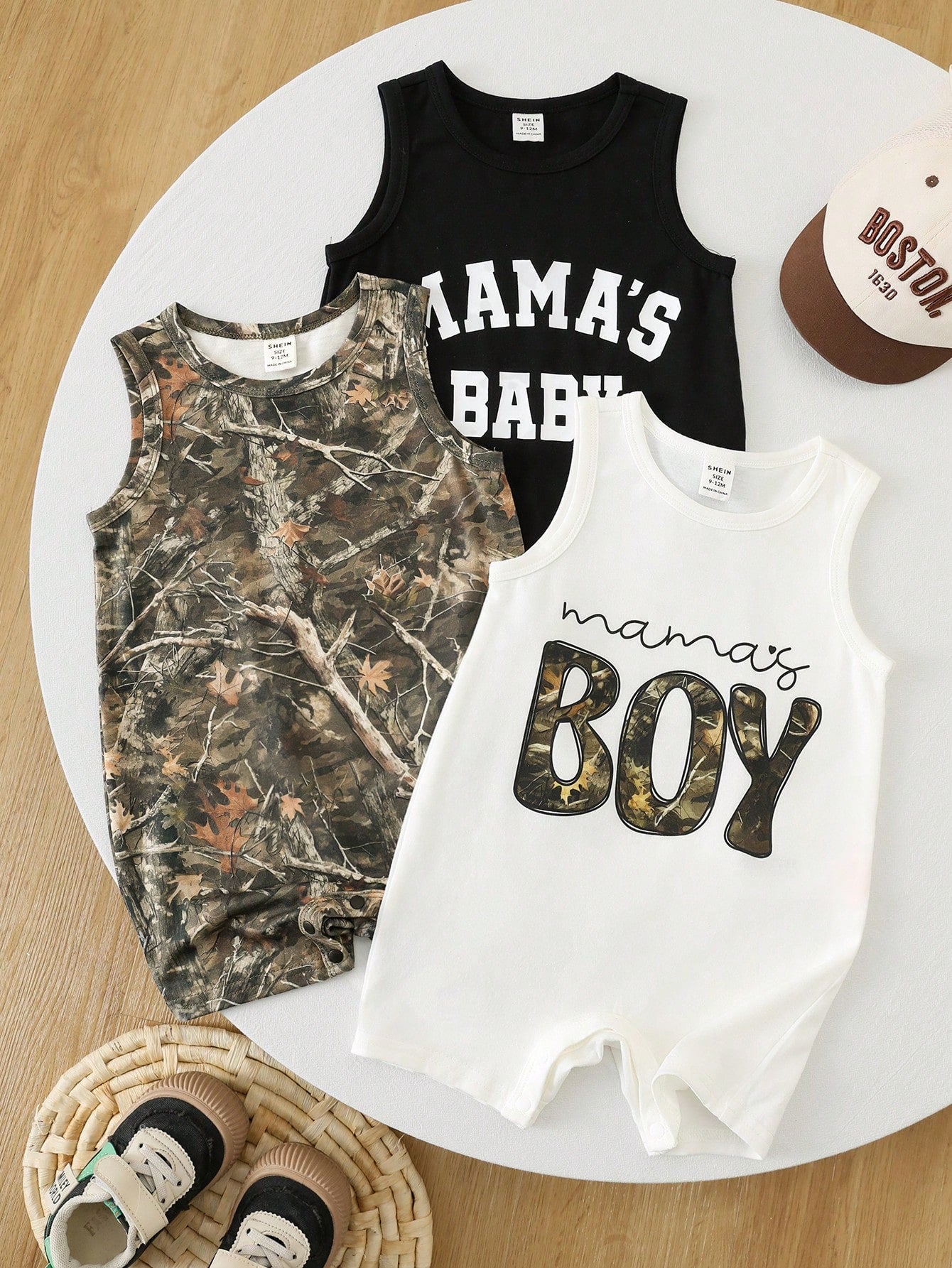 3pcs Newborn Baby Boy/Girl Casual Cute Slogan Sleeveless Romper Set, Baby Boy Outfit Sets, Baby Boy Summer Clothes,Vintage,Mothers Day Outfit,Squishy
