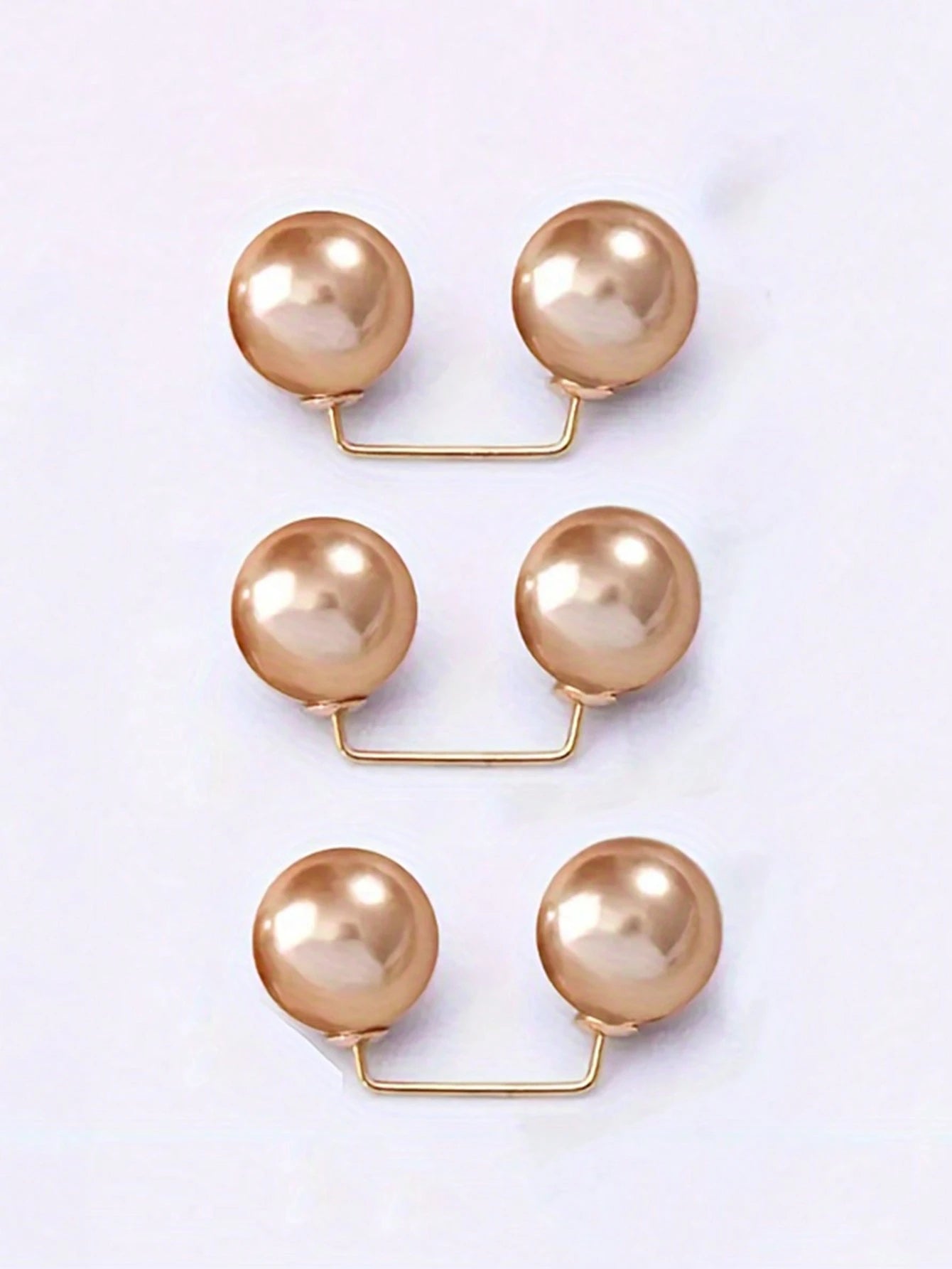 3pcs Pearl Brooch Pins For Clothing, Anti-Slip Pin For Dress Waist Cinching, Collar Adjusting, Scarf Securing, Fashion Accessories, 0.43in Faux Pearl Button