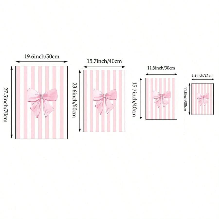 3pcs Pink Bow Watercolor Wall Art Coquette Cherry Prints Canvas Paintings Preppy Poster For Bedroom College Apartment Decor No Frame