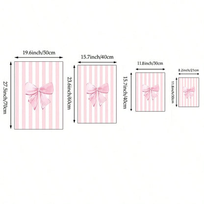 3pcs Pink Bow Watercolor Wall Art Coquette Cherry Prints Canvas Paintings Preppy Poster For Bedroom College Apartment Decor No Frame