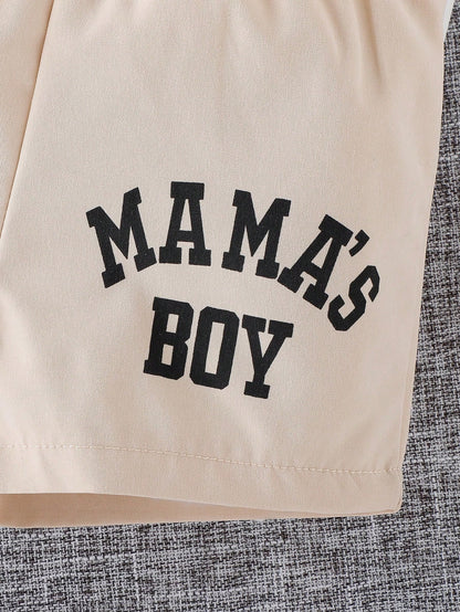3pcs/Set Baby Boys' Letter Printed Casual Sports Shirt, Short Sleeve T-Shirt And Shorts Set For Summer