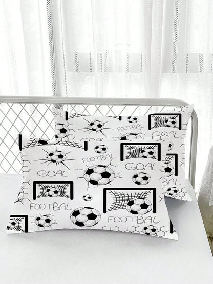 3pcs Soccer Sports Themed Bedding Set (1 Duvet Cover + 2 Pillowcases, Without Comforter/Pillow), Soft & Comfortable For Bedroom, Guest Room, Dorm, Available In Super King, King, Queen, Twin Sizes. Rem