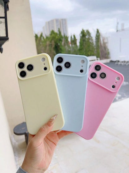 3pcs Solid Color Soft Silicone Full Coverage Straight Edge Phone Case, Cute Dopamine Color Phone Protective Cover Compatible With IPhone 16 Pro Max, 16, 16 Plus, 16 Pro, 15, 15 Pro, 15 Plus, 15 Pro Ma