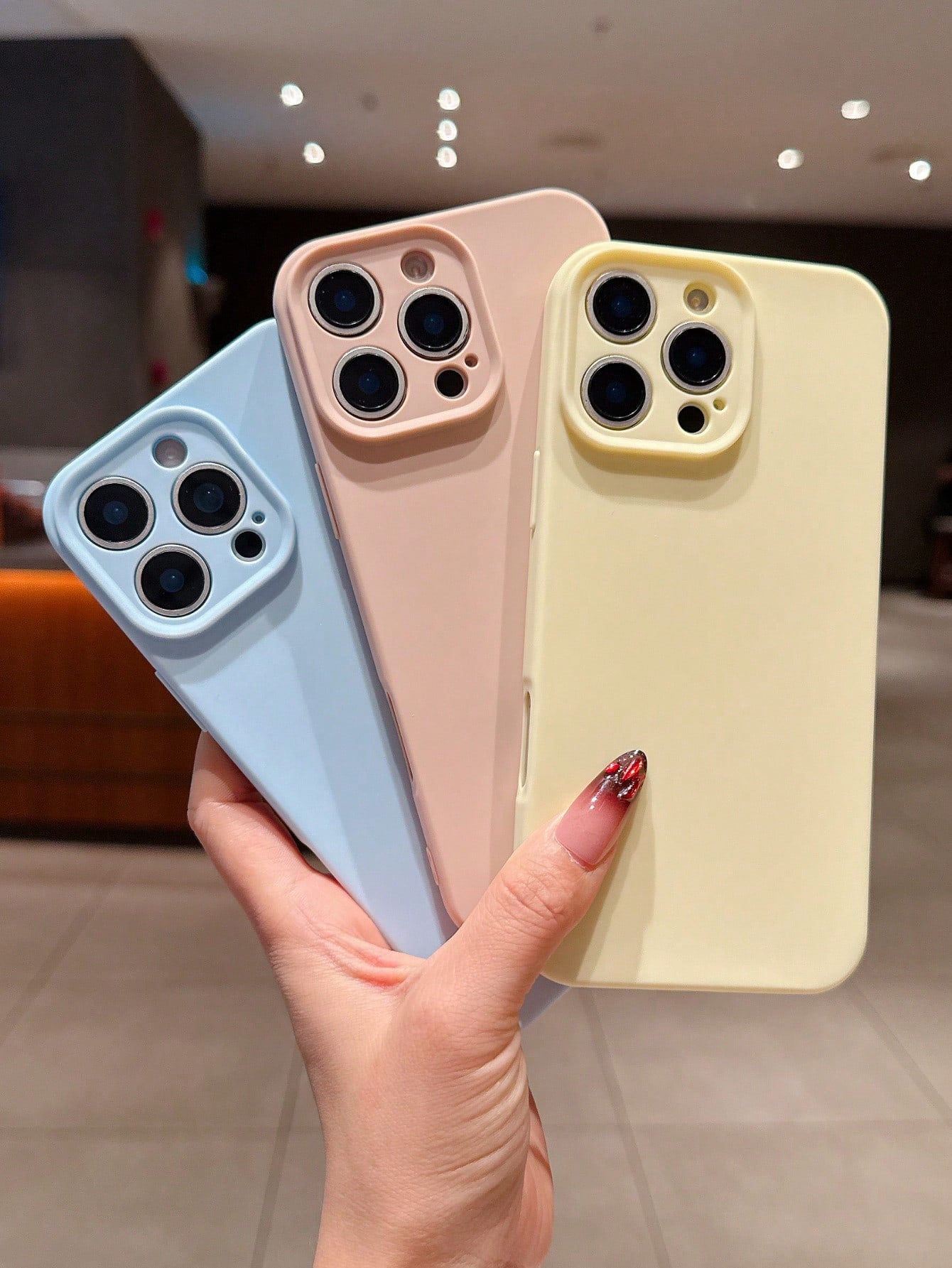 3pcs Solid Color Soft Silicone Full Coverage Straight Edge Phone Case, Cute Dopamine Color Phone Protective Cover Compatible With IPhone 16 Pro Max, 16, 16 Plus, 16 Pro, 15, 15 Pro, 15 Plus, 15 Pro Ma