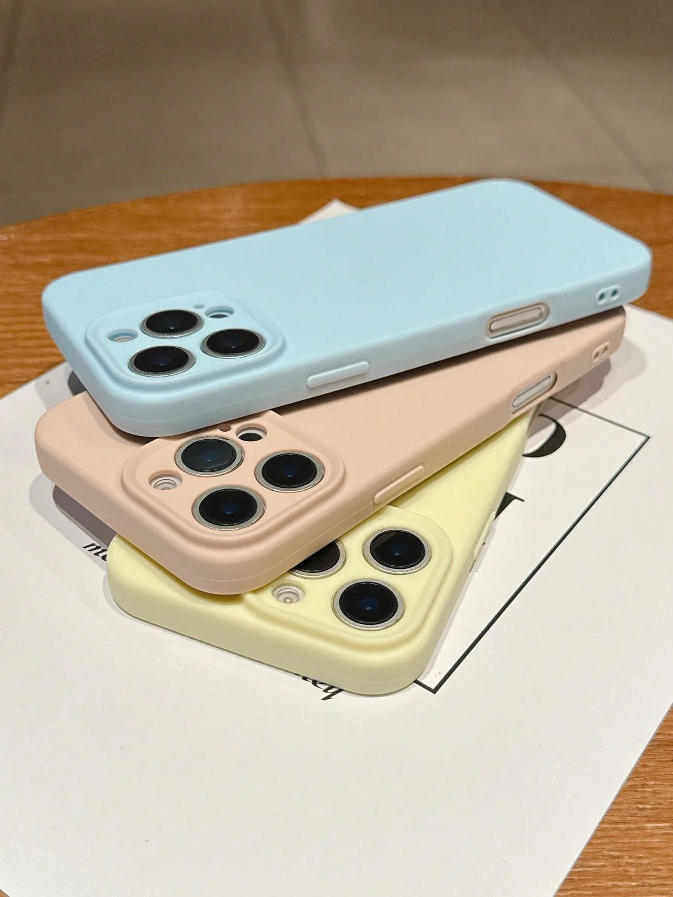 3pcs Solid Color Soft Silicone Full Coverage Straight Edge Phone Case, Cute Dopamine Color Phone Protective Cover Compatible With IPhone 16 Pro Max, 16, 16 Plus, 16 Pro, 15, 15 Pro, 15 Plus, 15 Pro Ma