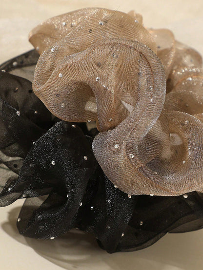 4/1pc Fashionable Elegant Mesh Hair Scrunchie, Pastoral Fairy Style Multi-Purpose Hair Accessory, Daily Wear, Outing, Decoration, Hair Tie, Hair Accessory, Hair Scrunchie, Hair Scrunchie, Headband Pon
