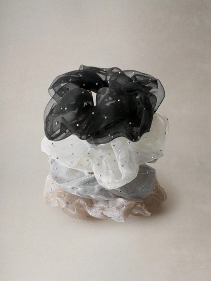 4/1pc Fashionable Elegant Mesh Hair Scrunchie, Pastoral Fairy Style Multi-Purpose Hair Accessory, Daily Wear, Outing, Decoration, Hair Tie, Hair Accessory, Hair Scrunchie, Hair Scrunchie, Headband Pon