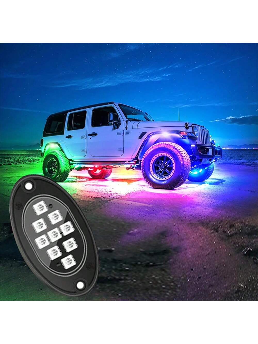 4/8/10pcs RGB LED Rock Lights For Truck Wired Atmosphere Lights Golf Cart ATV UTV RZR SUV Offroad Pickup, Multicolor Underglow Kit For Car With APP Music Mode, Underbody Neon Light Vehicle Underneath