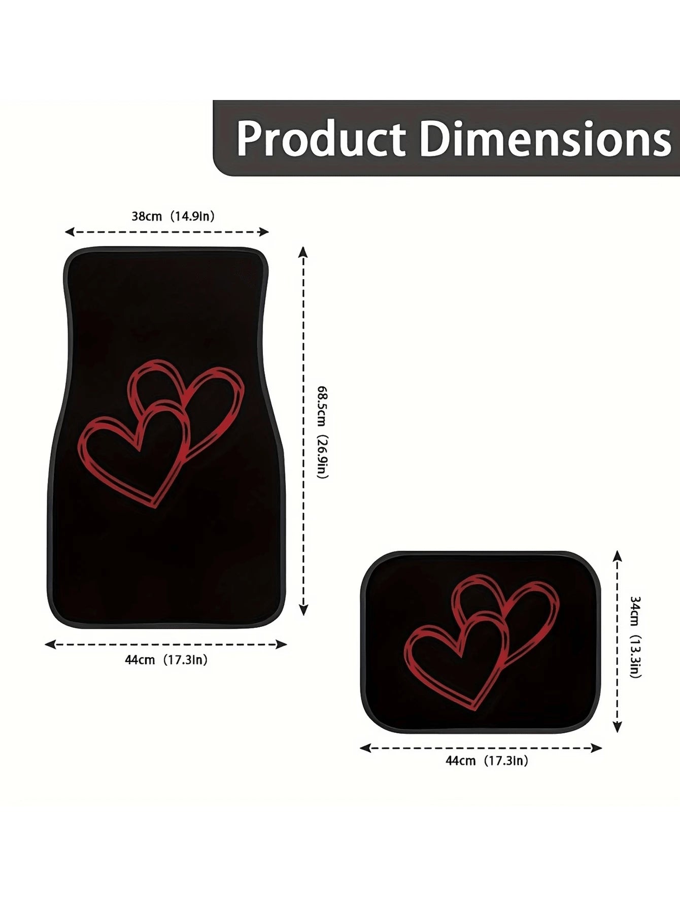 4 Packs Car Floor Mats With Red Heart Design, Universal Car Floor Mats, Car Interior Decoration & Accessories
