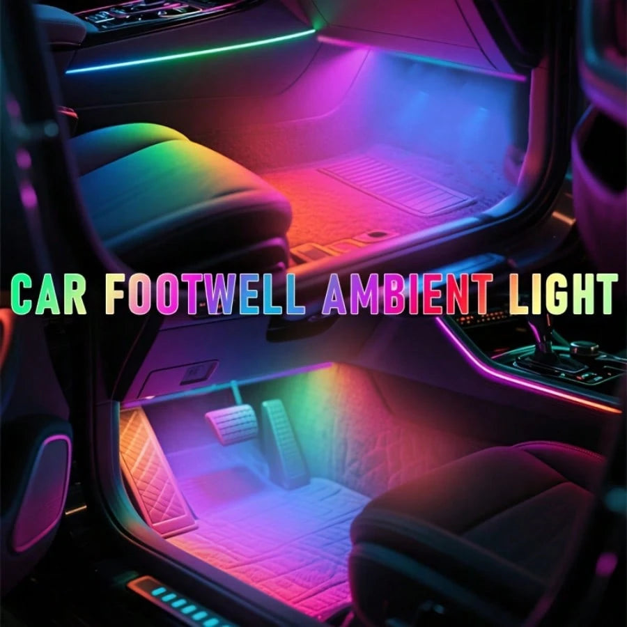 4 Pcs Car Interior Atmosphere Lights Modified Car Color Base Lights, 22.5cm/8.86inch, App Application And Remote Control, With Music Sync Function, Decorative LED Music Rhythm Lights, No Batteries