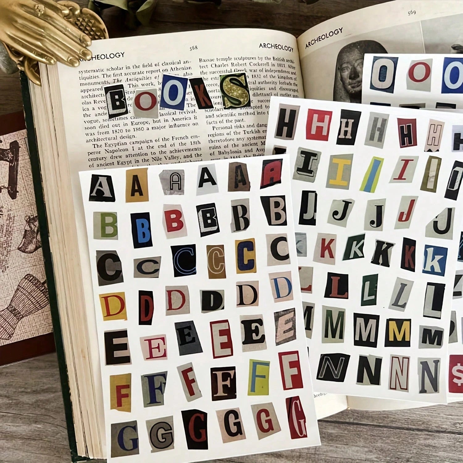 4 Sheets English Letter Number Symbol Label Sticker Set, Vintage Scrapbook Stickers, Beautiful Journal Stickers, Junk Journal Scrapbook Supplies Set, Letter Stickers, Suitable For Scrapbooking
