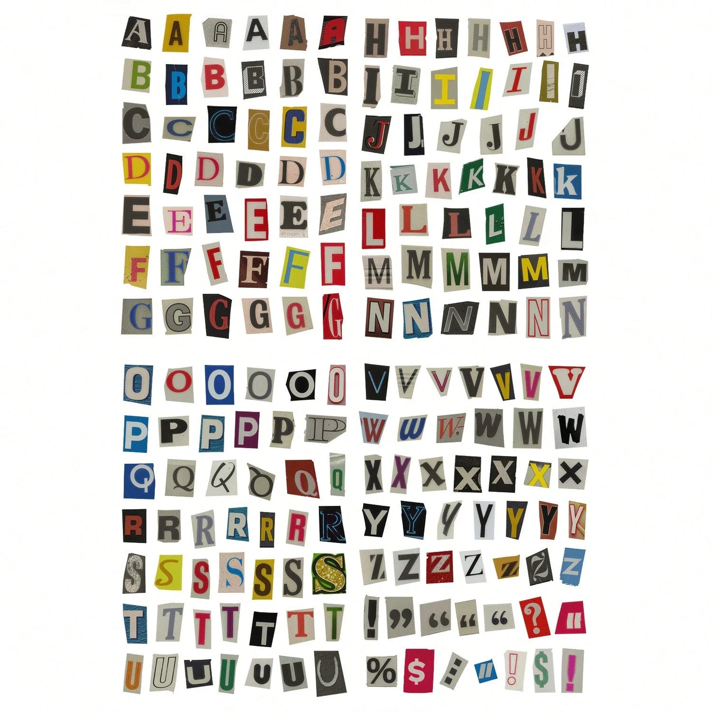 4 Sheets English Letter Number Symbol Label Sticker Set, Vintage Scrapbook Stickers, Beautiful Journal Stickers, Junk Journal Scrapbook Supplies Set, Letter Stickers, Suitable For Scrapbooking